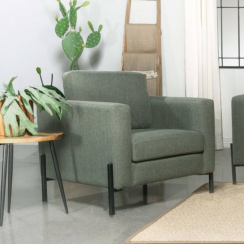 Upholstered Track Arms Chair with Metal Legs