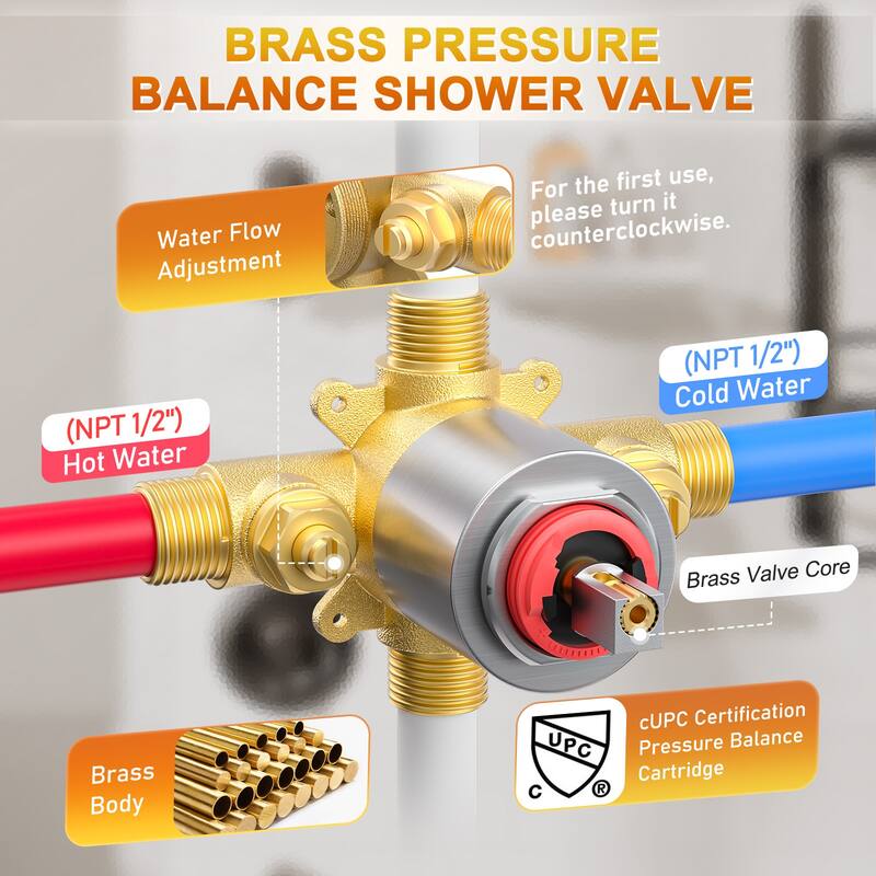 WOWOW Single-handle 7-Spray Dual Shower Head with Tub Spout