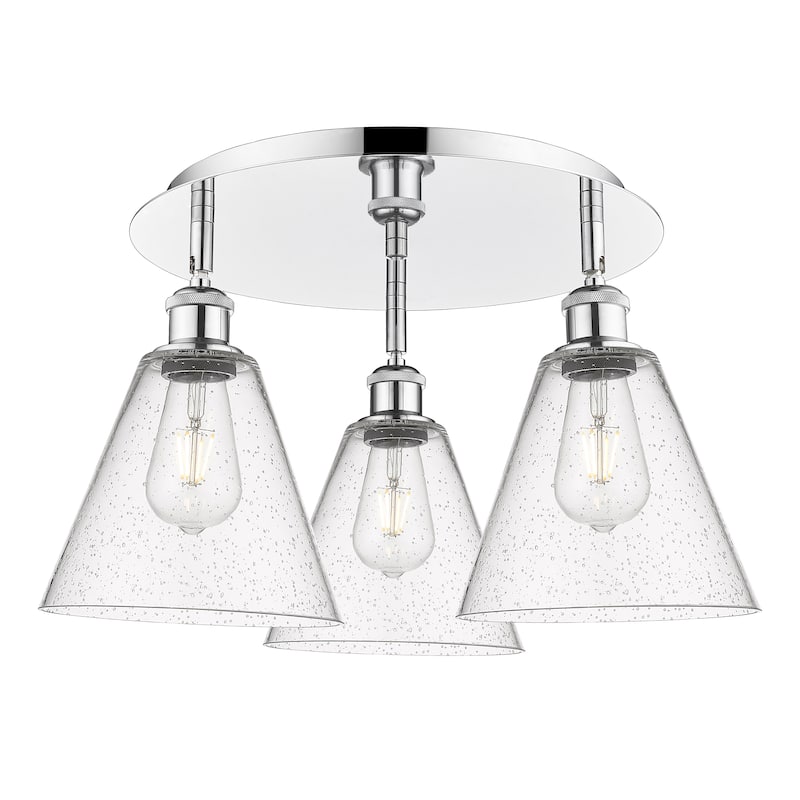 Innovations Lighting Berkshire - 3 Light 20" Flush Mount - Polished Chrome/Seedy