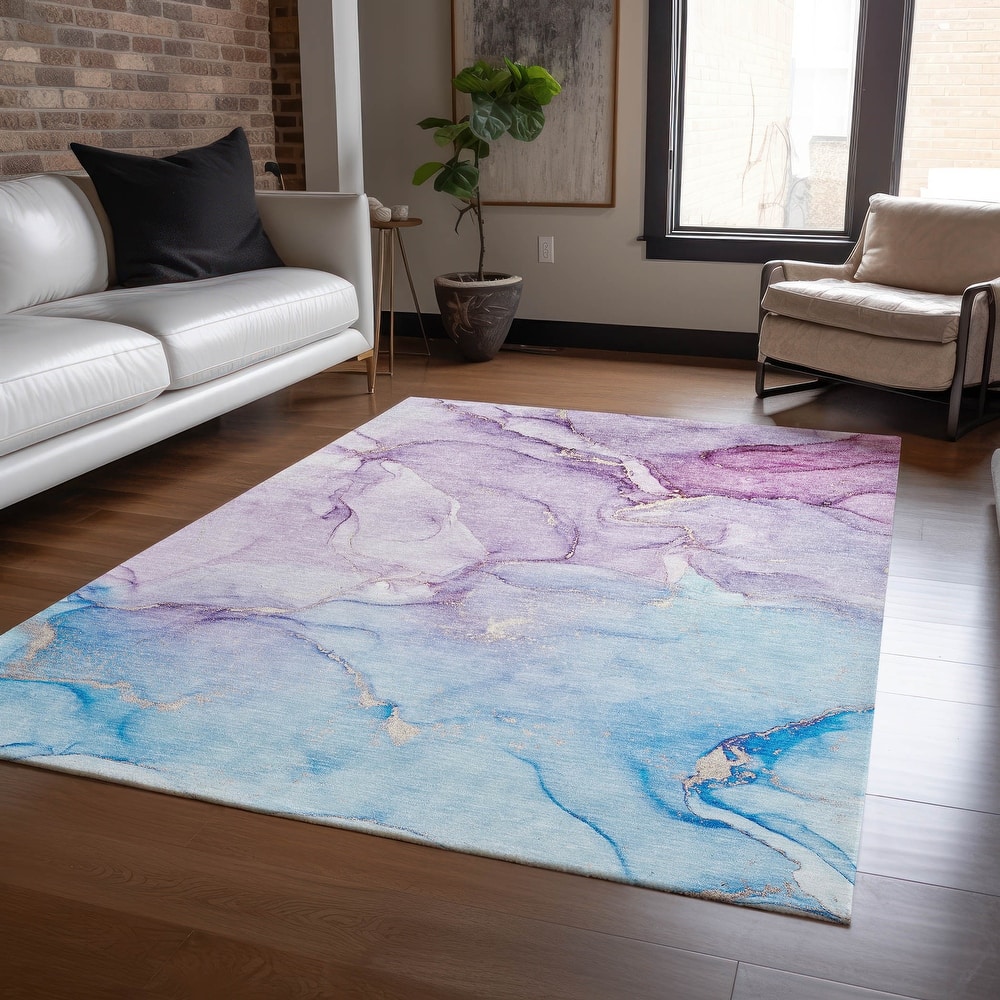 Machine Washable Indoor/ Outdoor Marble Chantille Rug