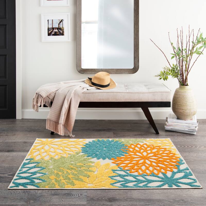 Nourison Aloha Floral Modern Indoor/Outdoor Area Rug