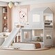 preview thumbnail 3 of 15, Playhouse-inspired Style Twin Over Full Wooden Bunk Bed,Loft Bed with Playhouse,Farmhouse, Ladder, Slide and Guardrails