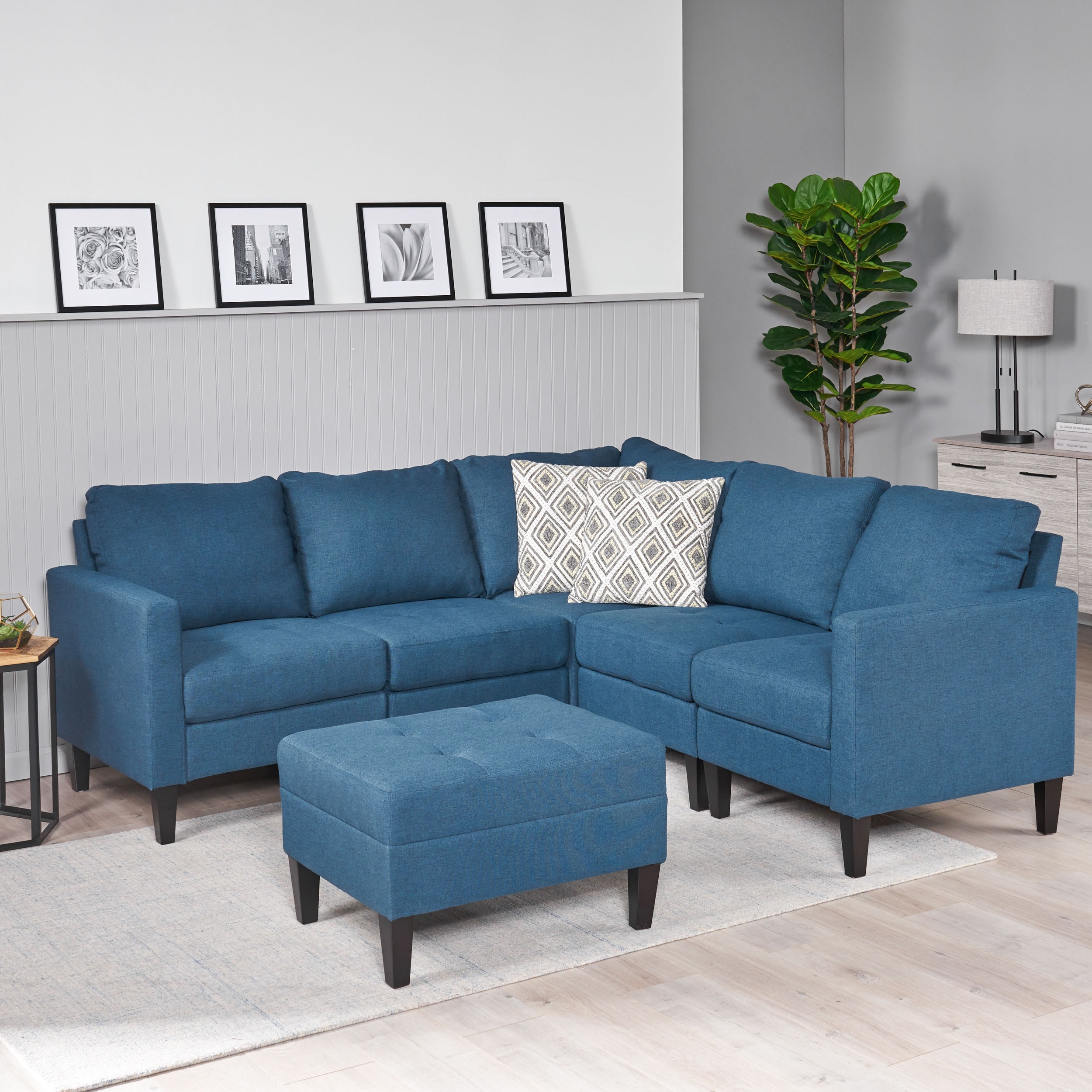 Christopher Knight Home Zahra 6-piece Fabric Sofa Sectional with Storage Ottoman