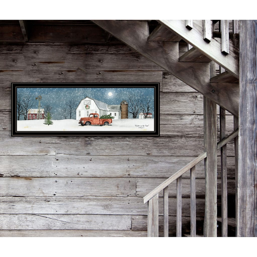 TrendyDecor4U Farmhouse "Winter on The Farm" Framed Print Wall Art by Billy Jacobs