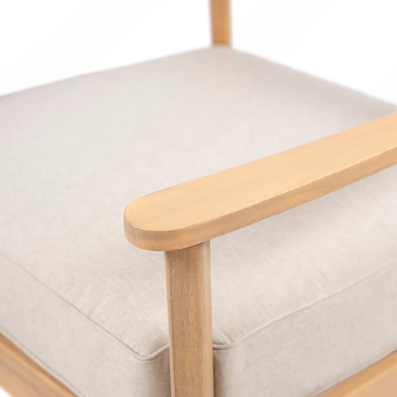Acacia Wood Club Chair With Seat Cushion Set of 2