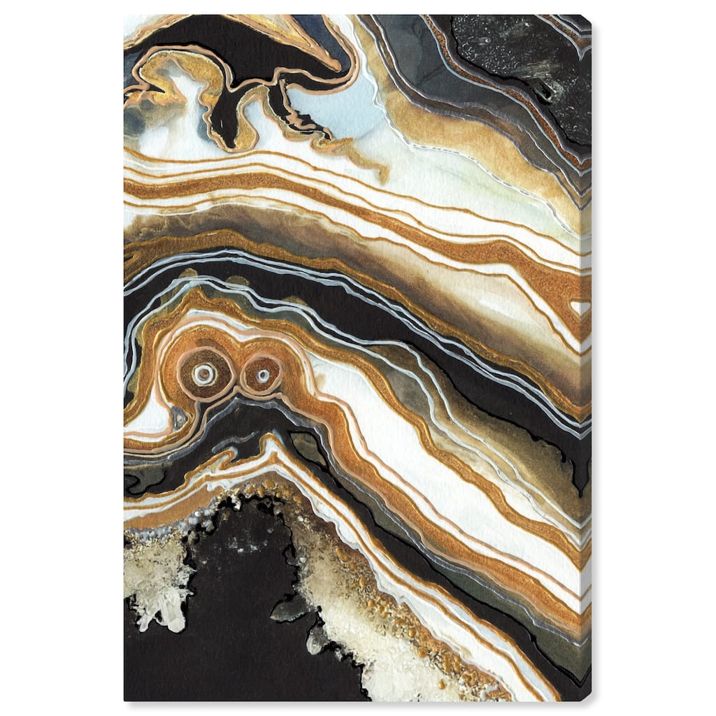 Art Remedy Black And Gold Ii Gallery Wrapped Mineral, Agate & Geode 1 Piece Canvas Wall Art