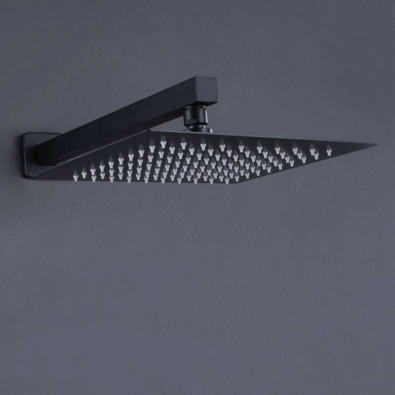 Matte Black 1-Spray Built-In Shower System - Shower Head(stainless steel) Size: 10*10 inch