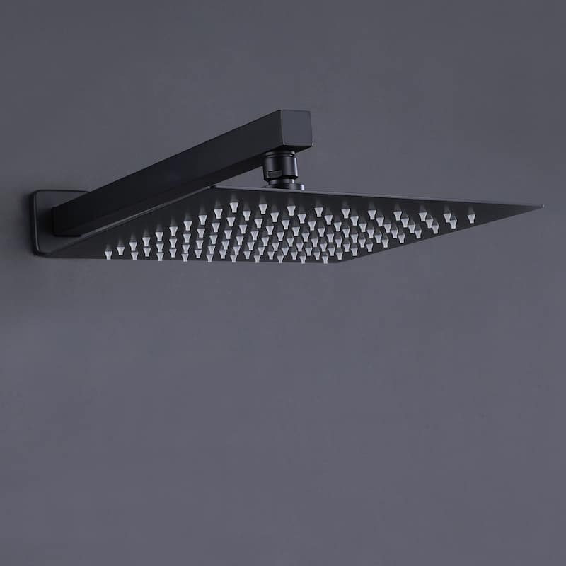 Matte Black 1-Spray Built-In Shower System - Shower Head（stainless steel） Size: 10*10 inch