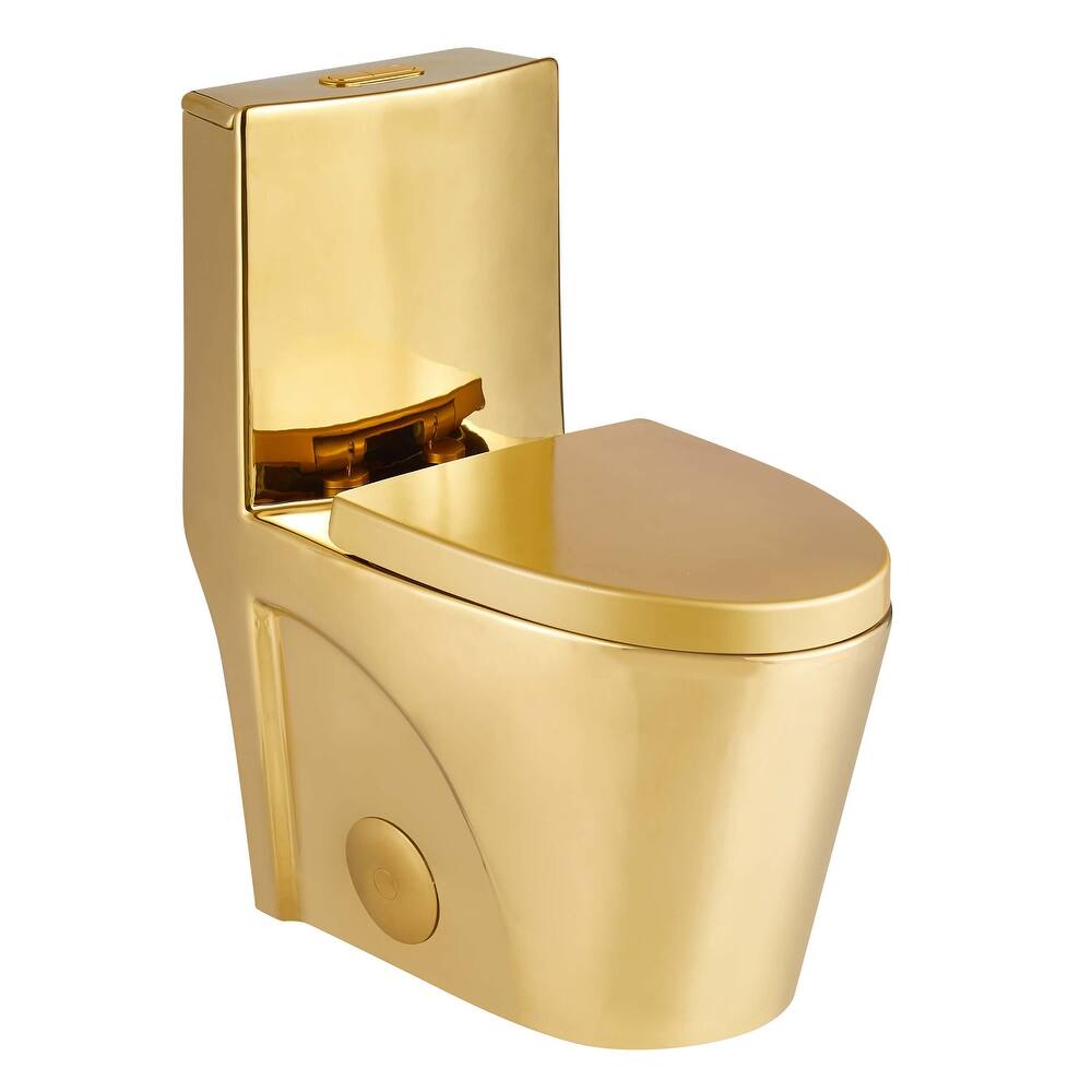 Fine Fixtures Dual-Flush Elongated One-Piece Toilet with High Efficiency Flush