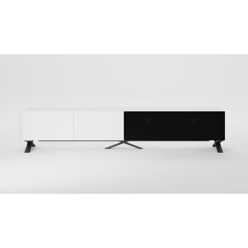 B-Modern Influencer 90" White High-Gloss Modern IR Glass TV Stand