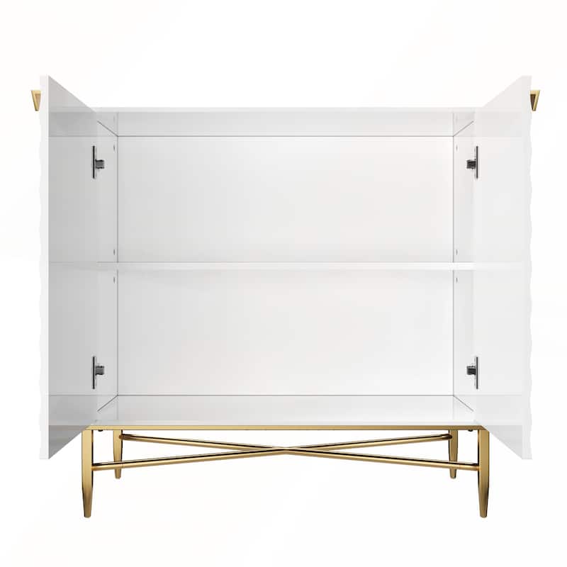 White Modern 2-Door Locker Accent Cabinet