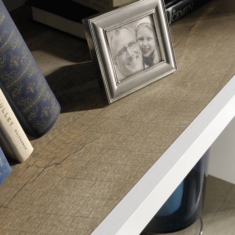 Engineered Wood Coastal Elegant library bookcase, White - 29.29"W x 13.98"D x 71.5"H