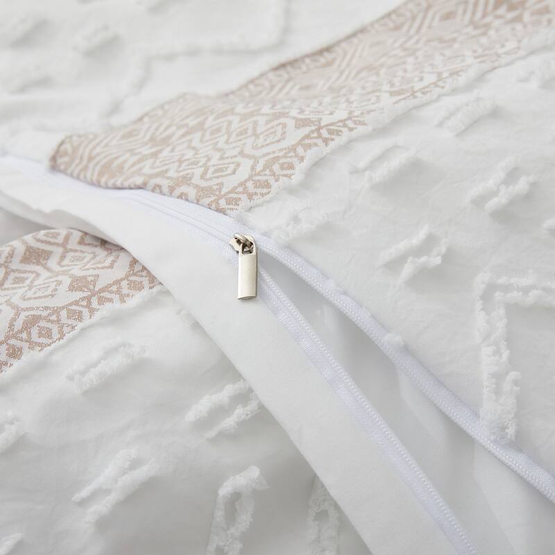 3-Piece Textured Stripe Geometric Oversized Stylish Duvet Cover Set