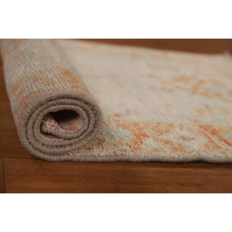 Geometric Oushak Turkish Traditional Oriental Wool Rug Hand-knotted - 1'11" x 3'10"
