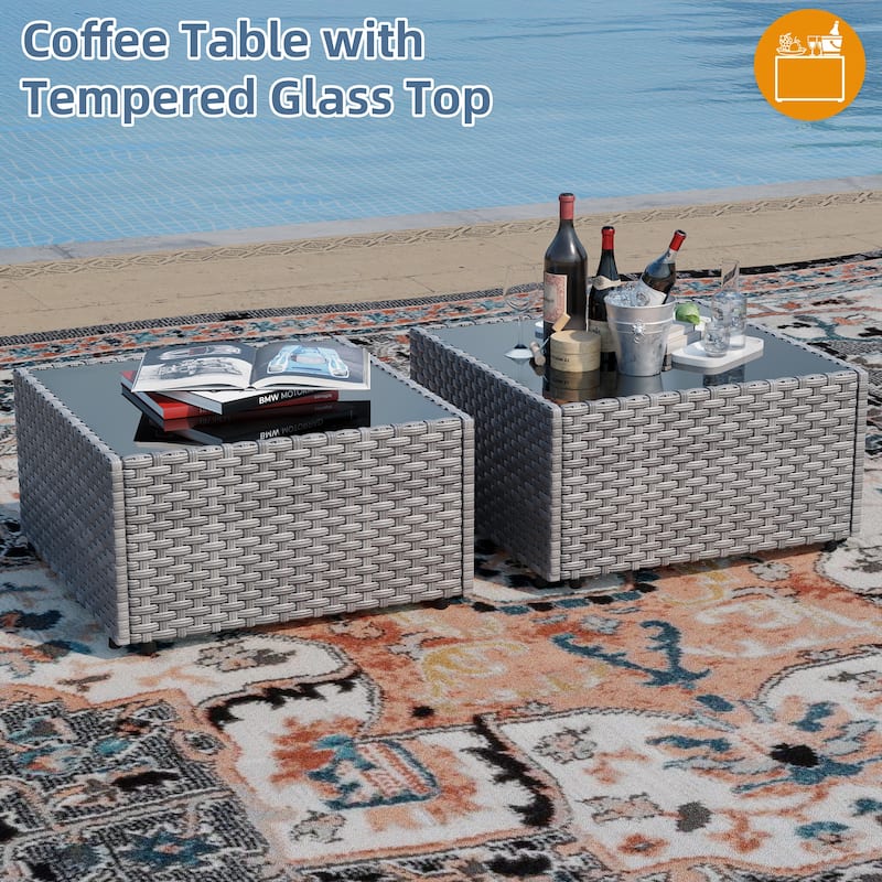 11 Piece Sectional Seating Group with Fire Pit and Cushion