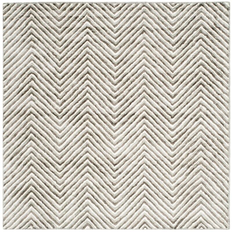 SAFAVIEH Handmade Soho Shira Chevron N.Z. Wool Rug - 6' Square - Ivory/Grey