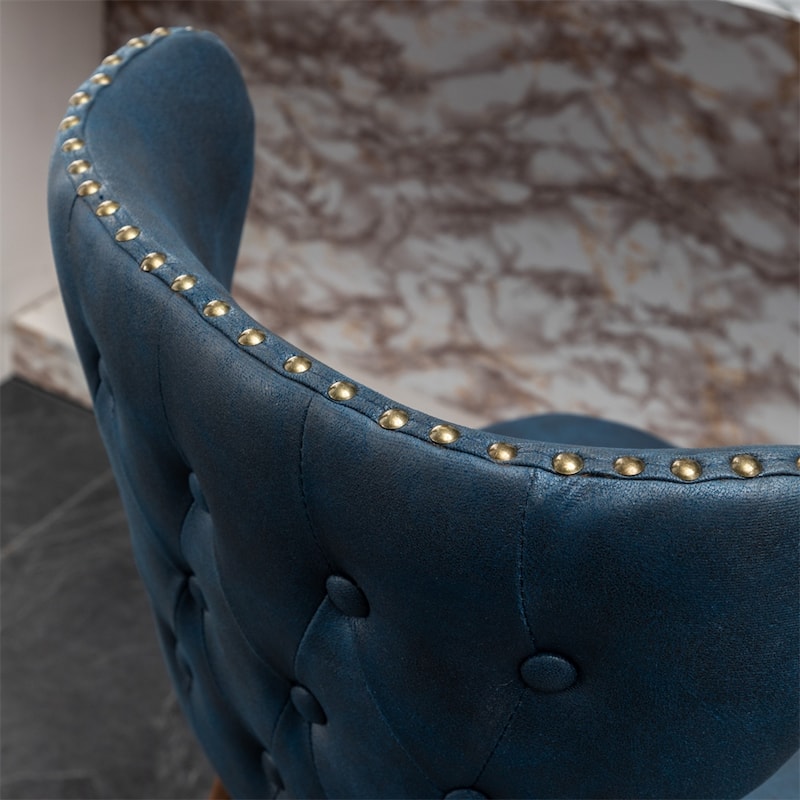Modern Faux Leather Tufted Nailhead Trim Counter Stool (Set of 2)