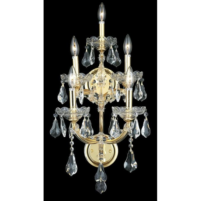 Fleur Illumination 5 light Gold Wall Sconce - royal cut crystals/Gold