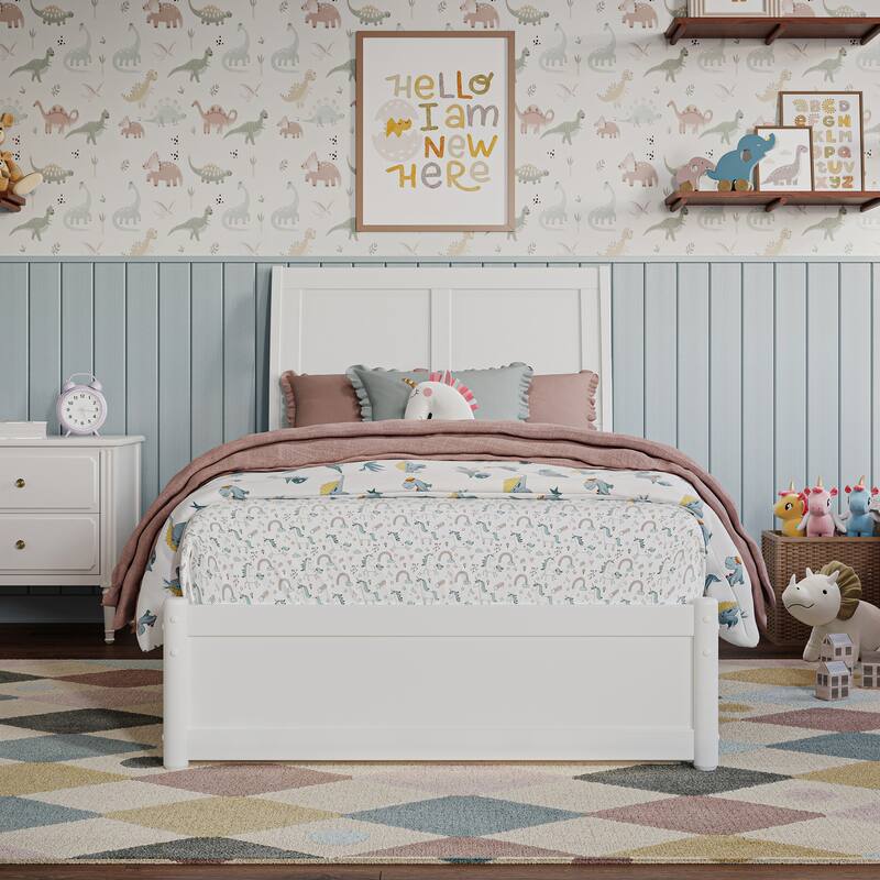 Andorra Platform Bed with Panel Footboard and Twin Trundle