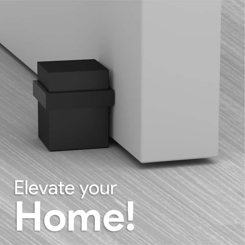 Mega Handles 1.5 Inch Square Floor-Mounted Door Stopper | Heavy Duty Zinc Door Knob and Wall Protection