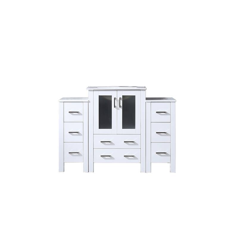 Volez Bath Vanity with Side Cabinets, Ceramic Top & Sink