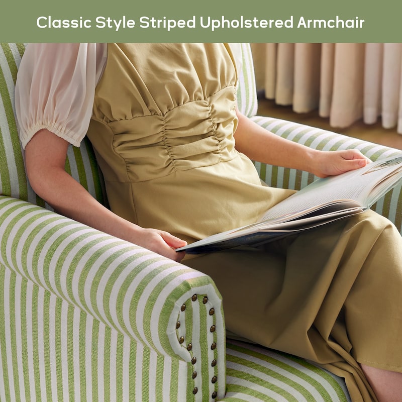 Upholstered Accent Sofa Linen Club Chair with Legs for Living Room