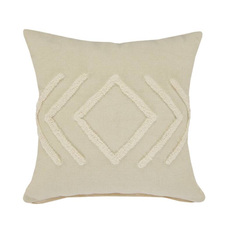 Tufted Diamond Square Throw Pillow - 20" - Cream and Beige