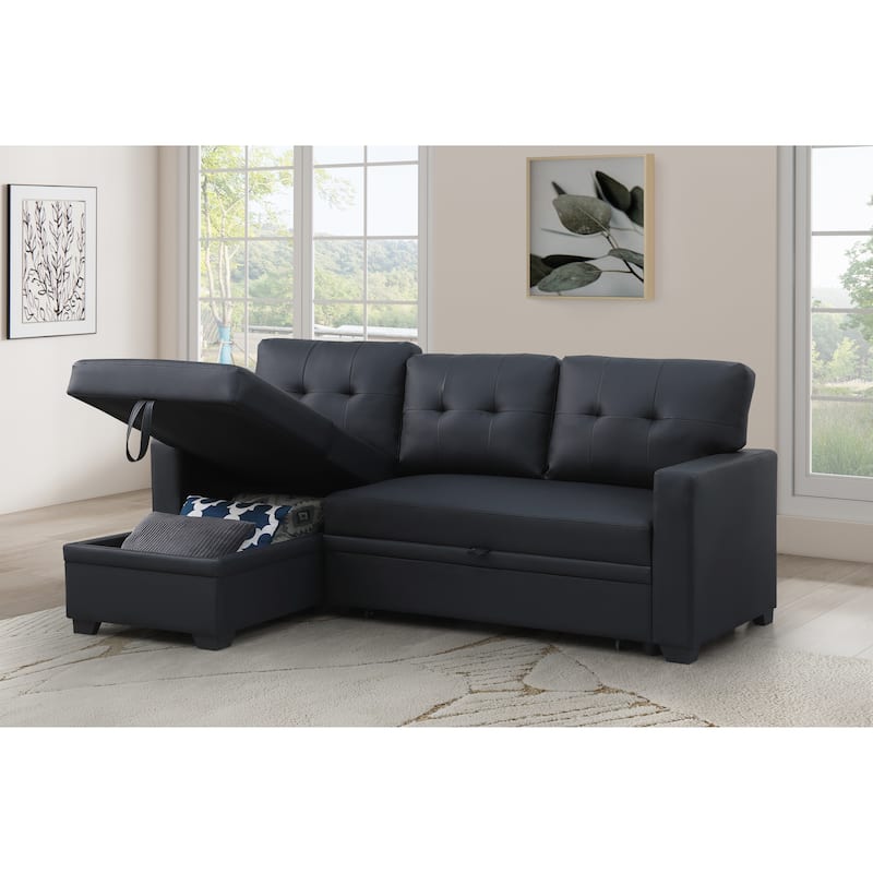 Convertible Upholstered Sectional Sofa With Pull-Out Chaise