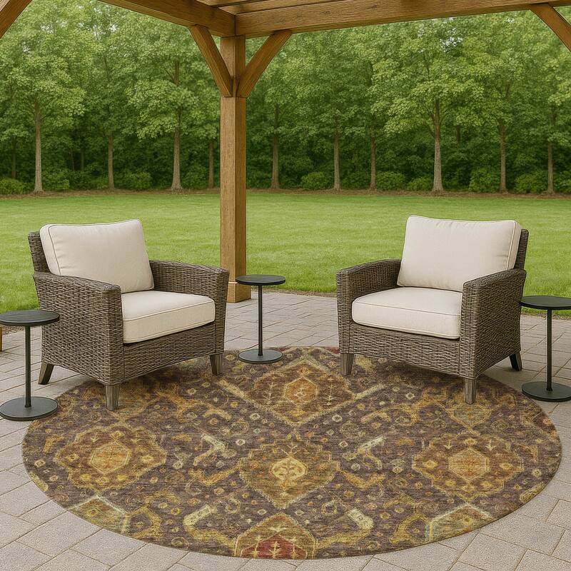 Machine Washable Indoor/ Outdoor Traditional Venetian Chantille Rug - Chocolate - 8' x 8'