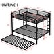 preview thumbnail 6 of 10, Black Metal Queen Over Queen Bunk Bed Frame with Trundle, 2 Side Ladders and Guardrails for Kids Teens