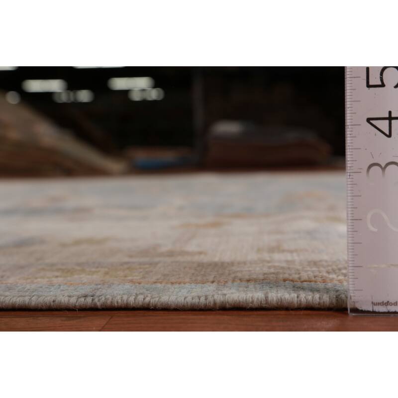 Hand Knotted Oriental 100% Wool Carpet Transitional All-Over Navy Blue & Blues Oushak Area Rug - 9' 11'' X 8' 4''