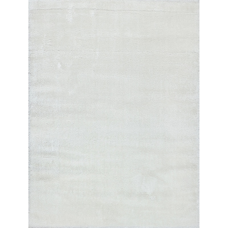 EXQUISITE RUGS Luxe Shag Power-loomed Polyester/Microfiber Ivory Area Rug.