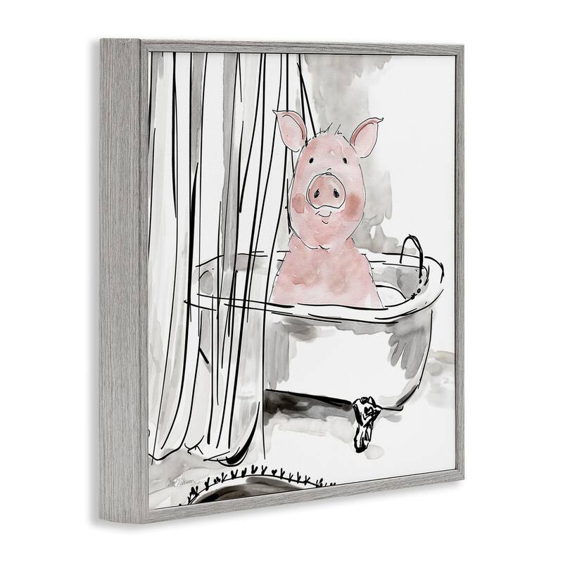 Stupell Minimal Bathtub Piggy Framed Giclee Art Design By Carol Robinson