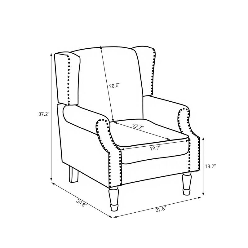 Wingback Accent Chair Nailhead Trim Living Room Reading Chair