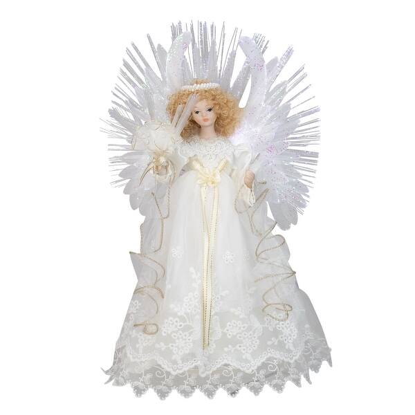 Shop 14 Lighted White Fiber Optic Floral Angel Christmas Tree Topper Multi Color Led Lights Overstock 30071144