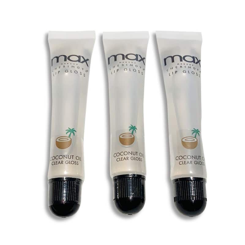 3PACK MAX Cherimoya Makeup Clear Lip Gloss Polish(COCONUT)