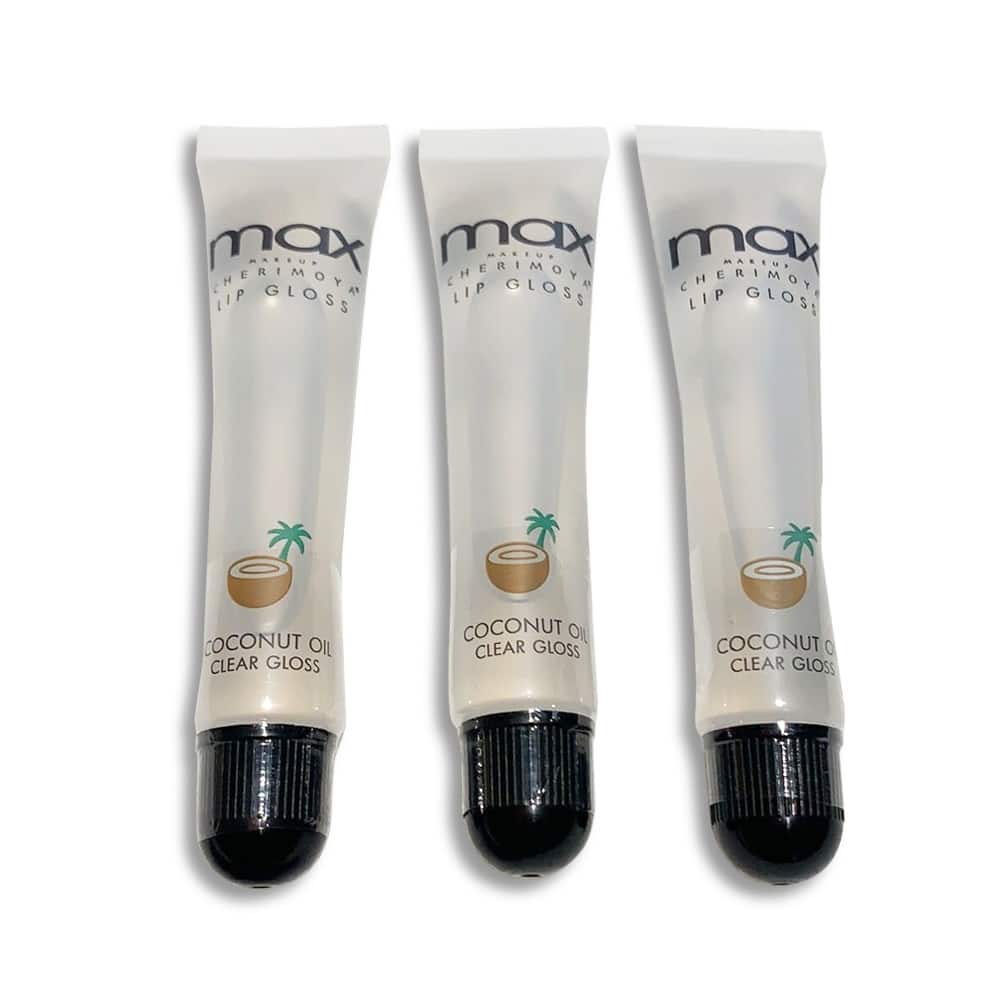 3PACK MAX Cherimoya Makeup Clear Lip Gloss Polish(COCONUT)