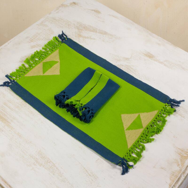 Novica Handmade Paths Across The Meadow Cotton Placemats And Napkins (Set For 4)