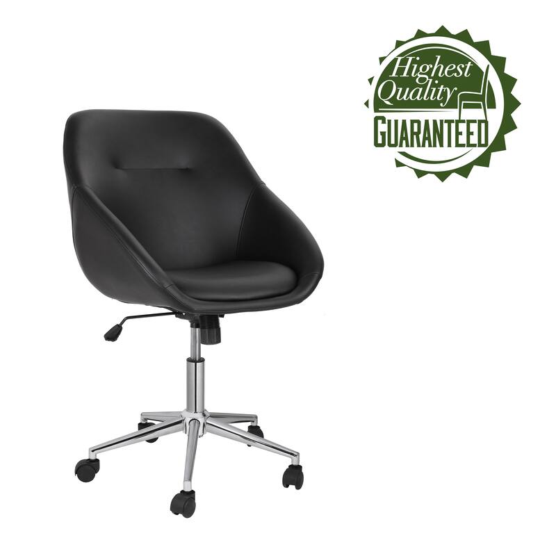 Porthos Home Hayes Swivel Office Chair, Chrome Base, PU Leather
