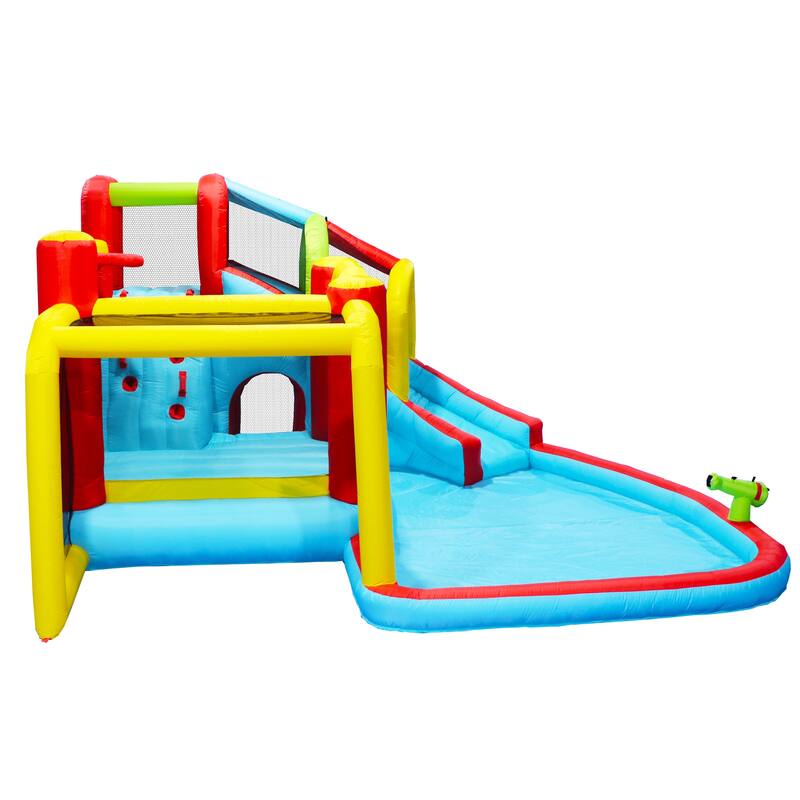 7 in1 Inflatable Slide Water Park Bouncing House Soccer Bouncer - Blue
