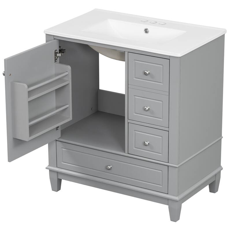 30"Freestanding Bathroom Vanity with Ceramic Sink