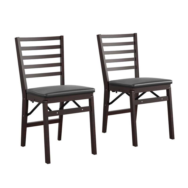 COSCO Contoured Back Wood Folding Chair with Fabric Seat, 2-Pack