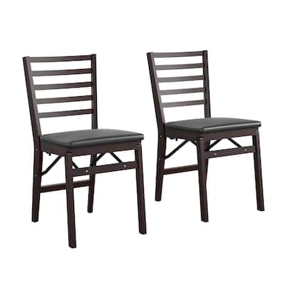 COSCO Contoured Back Wood Folding Chair with Fabric Seat, 2-Pack