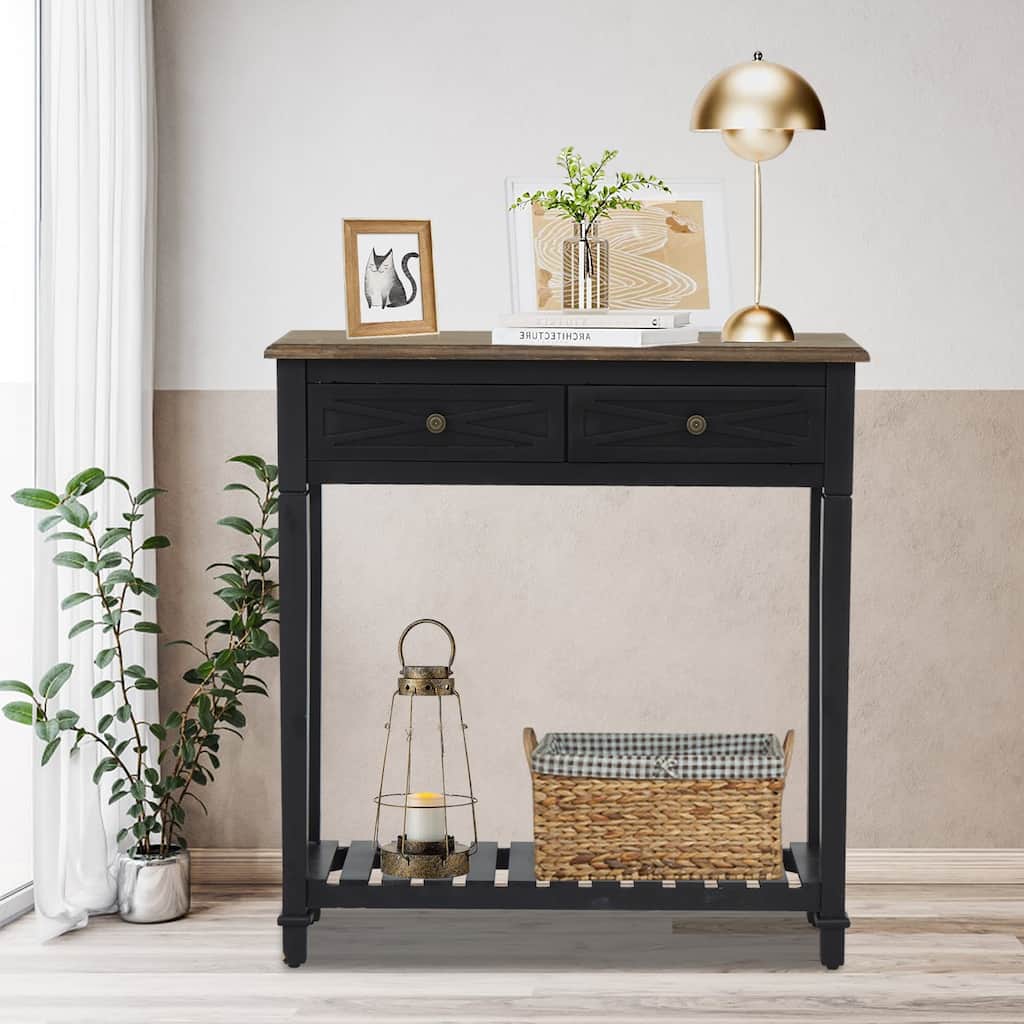 Kinbor Console Table with 2 Drawers, Sofa Table with Storage Shelf for Entryway, Hallways Furniture