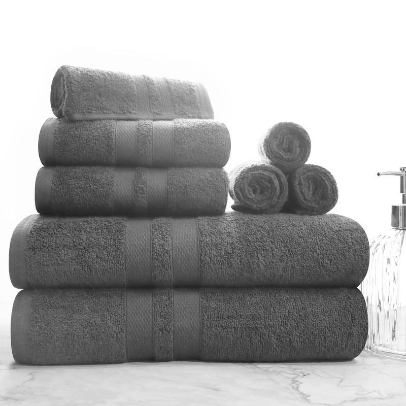Blue Nile Mills Geneva Cotton Solid 8 Piece Towel Set - N/A - Charcoal