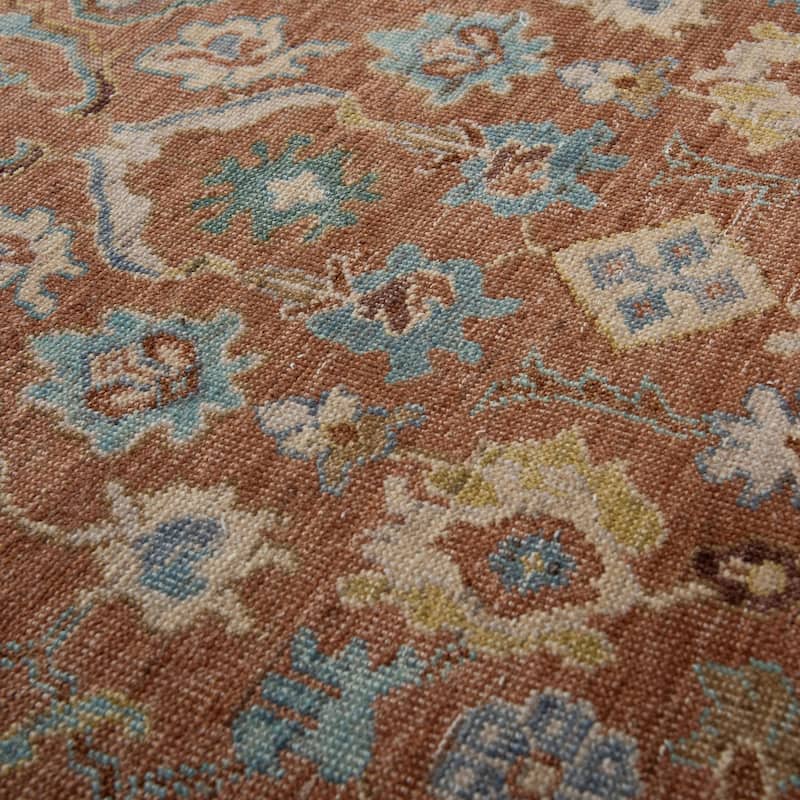 Alora Decor Traditional Hand-knotted Bordered Orange Rug