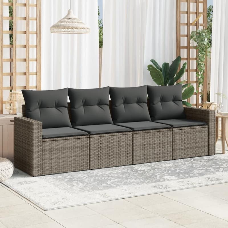 vidaXL Garden Sofa Set Grey, Dark Grey - 24.4 x 25.8 x 27.2