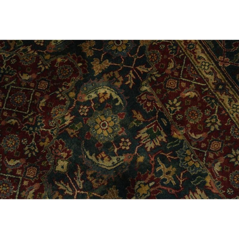 Hand Knotted Oriental 100% Wool Carpet Traditional All-Over Red Tabriz Area Rug - 9' 3'' X 6' 1''