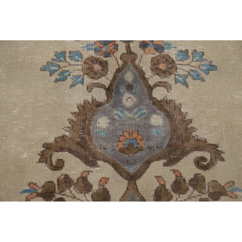 Distressed Tabriz Vintage Persian Area Rug Handmade Wool Carpet - 9'9" x 12'6"