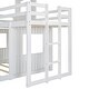preview thumbnail 9 of 20, Farmhouse Design Twin Over Full Wood Bunk Bed,House Design Bed with Roof and Guardrails,Built-In 3-Step Ladder